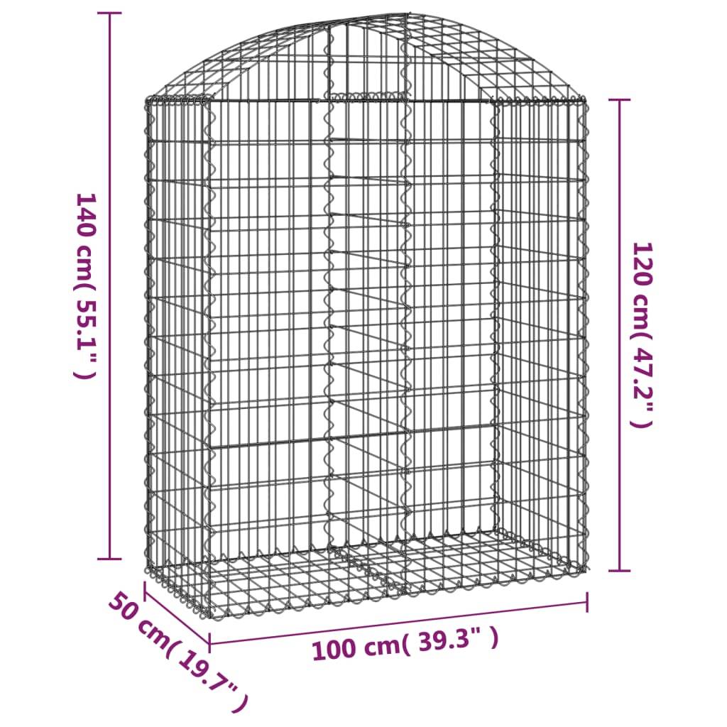 Vidaxl - Panier de gabions arqué 100x50x120/140 cm Fer galvanisé vidaXL 153436 - Image 3