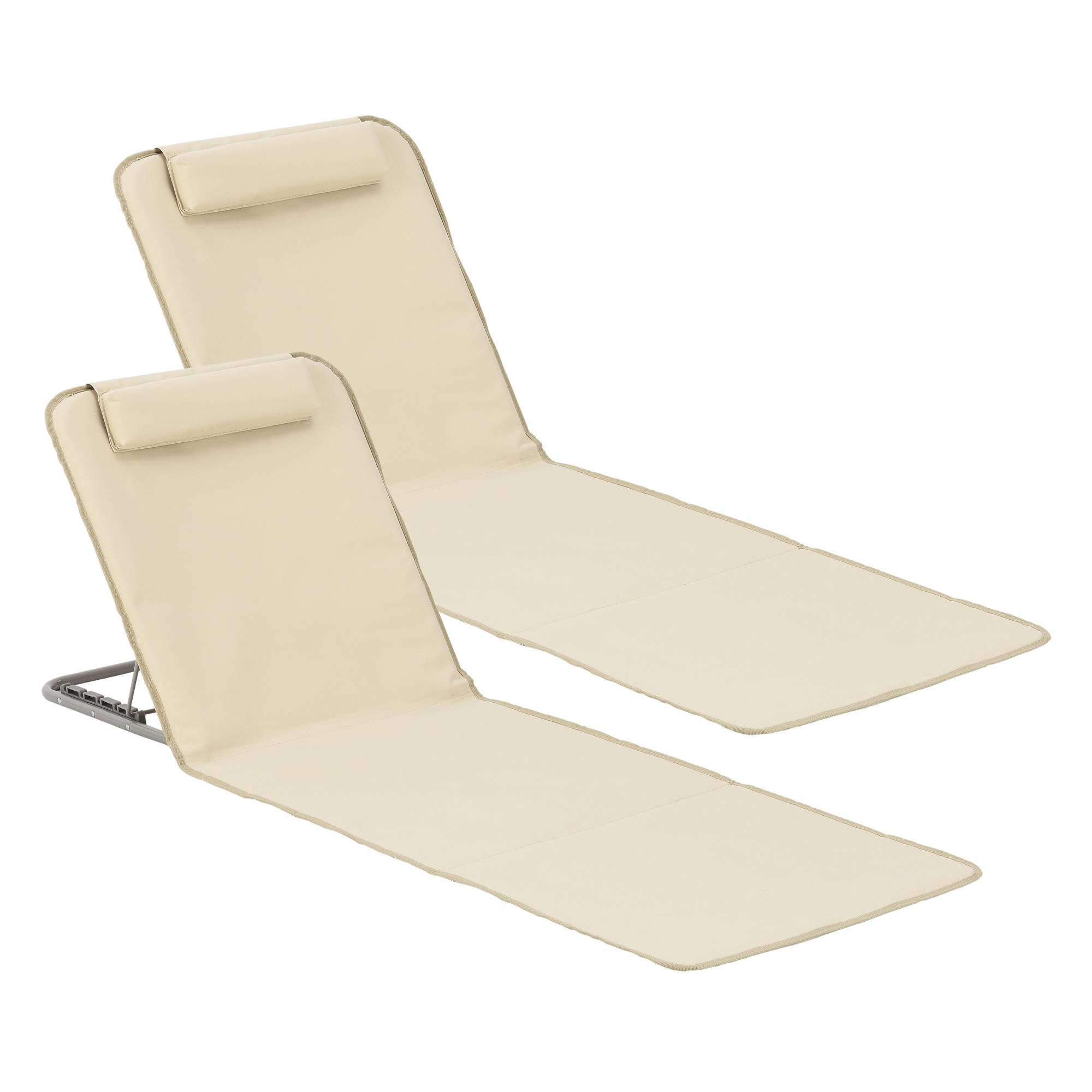 Lot de 2 Matelas de Plage Donostia Dossier Inclinable Beige [en.casa] - Image 1