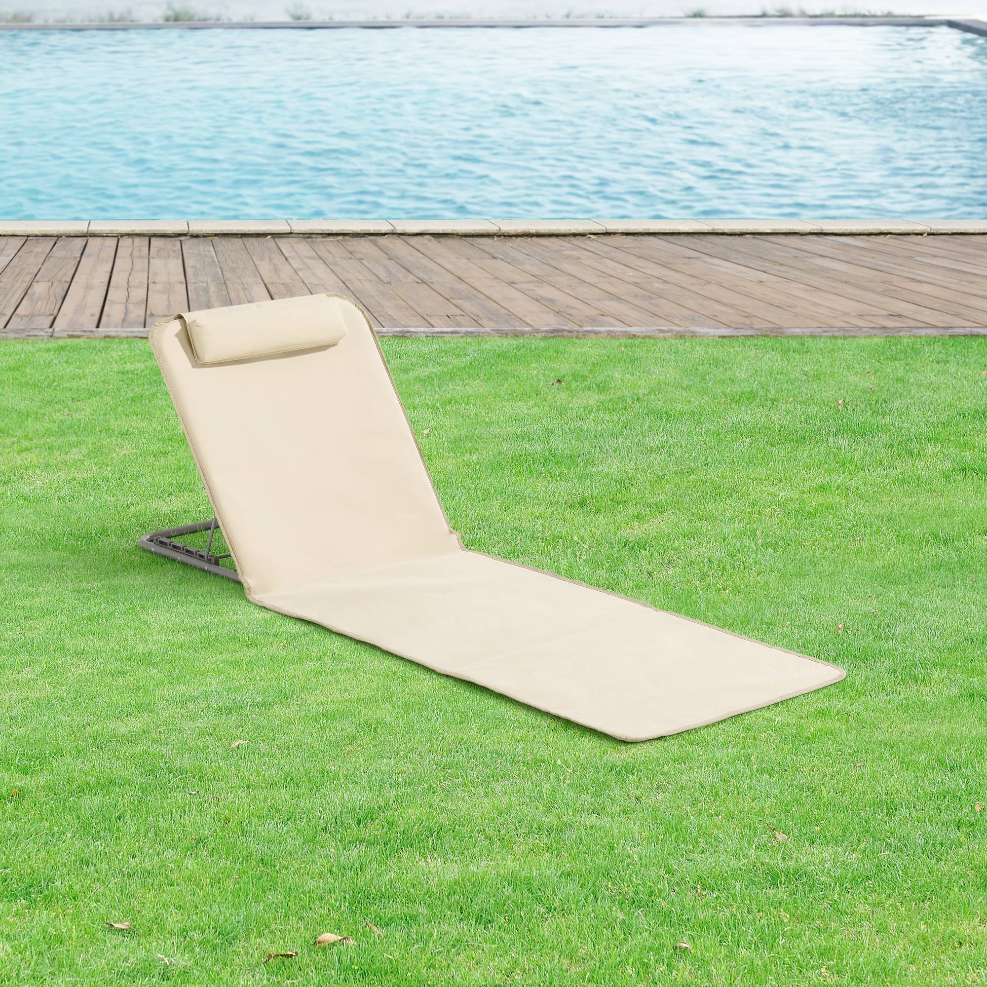 Lot de 2 Matelas de Plage Donostia Dossier Inclinable Beige [en.casa] - Image 2