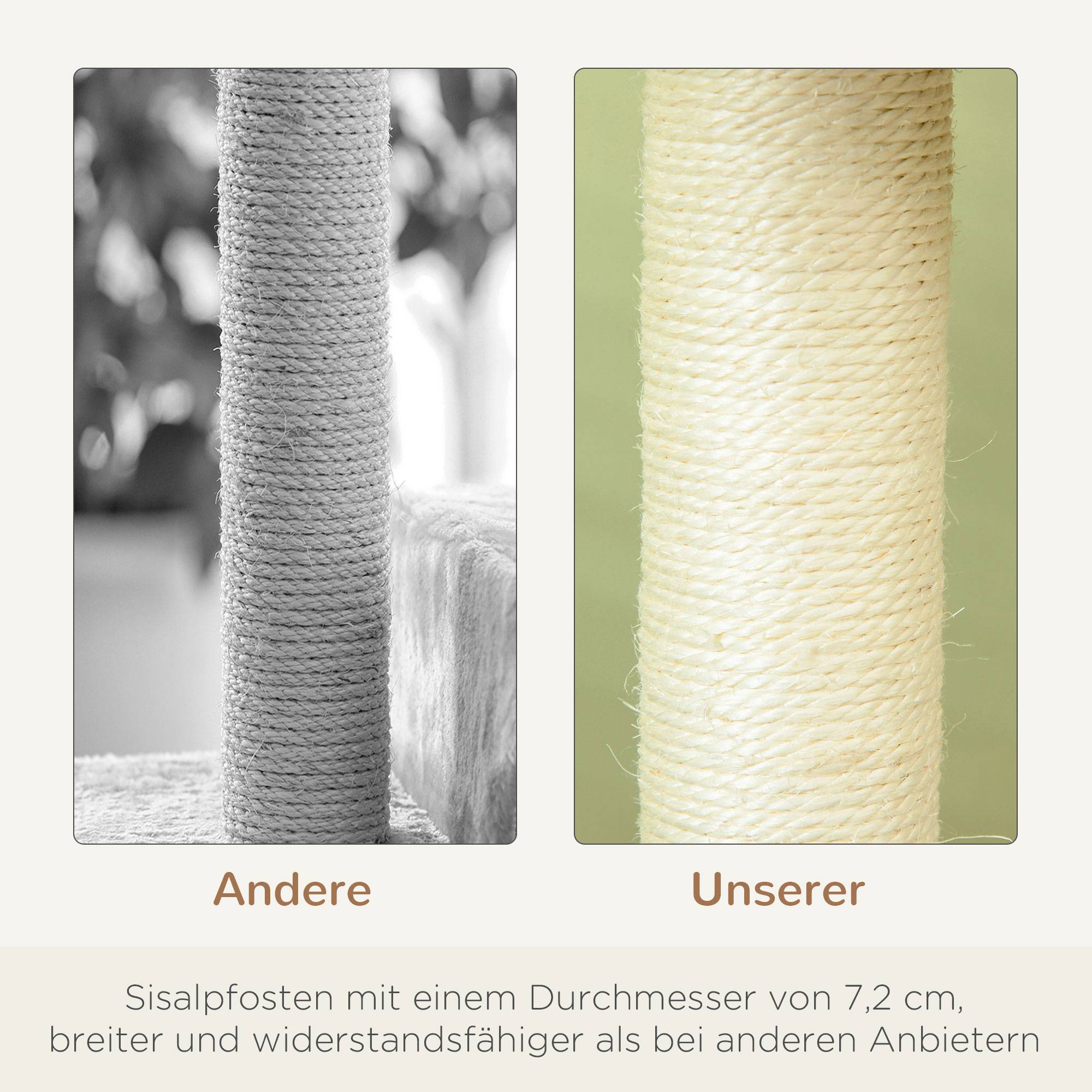 Arbre à chat classique sisal peluche plateforme observation 50x50x100 cm beige - ComfortXL Outdoor Living - Image 7