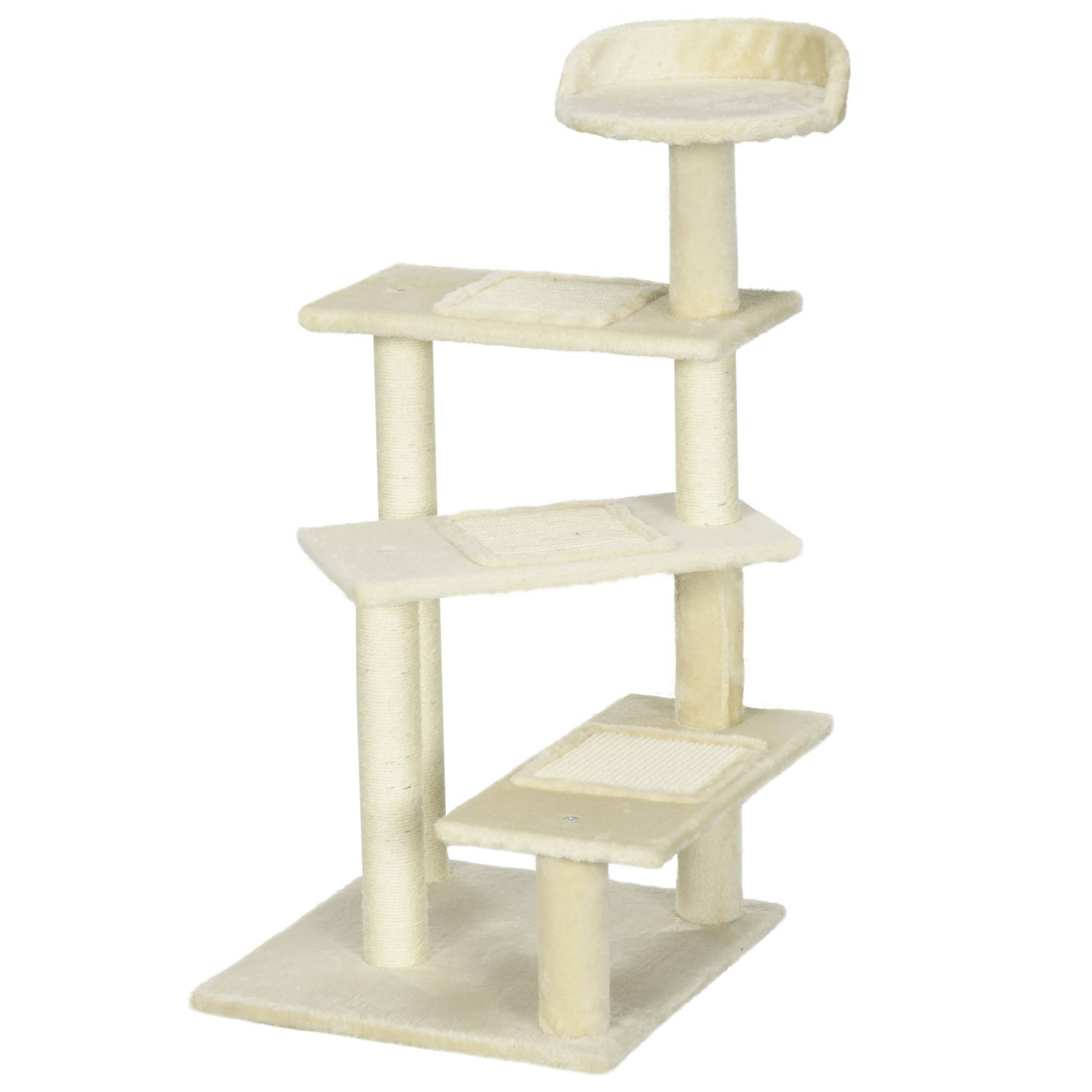 Arbre à chat classique sisal peluche plateforme observation 50x50x100 cm beige - ComfortXL Outdoor Living - Image 2