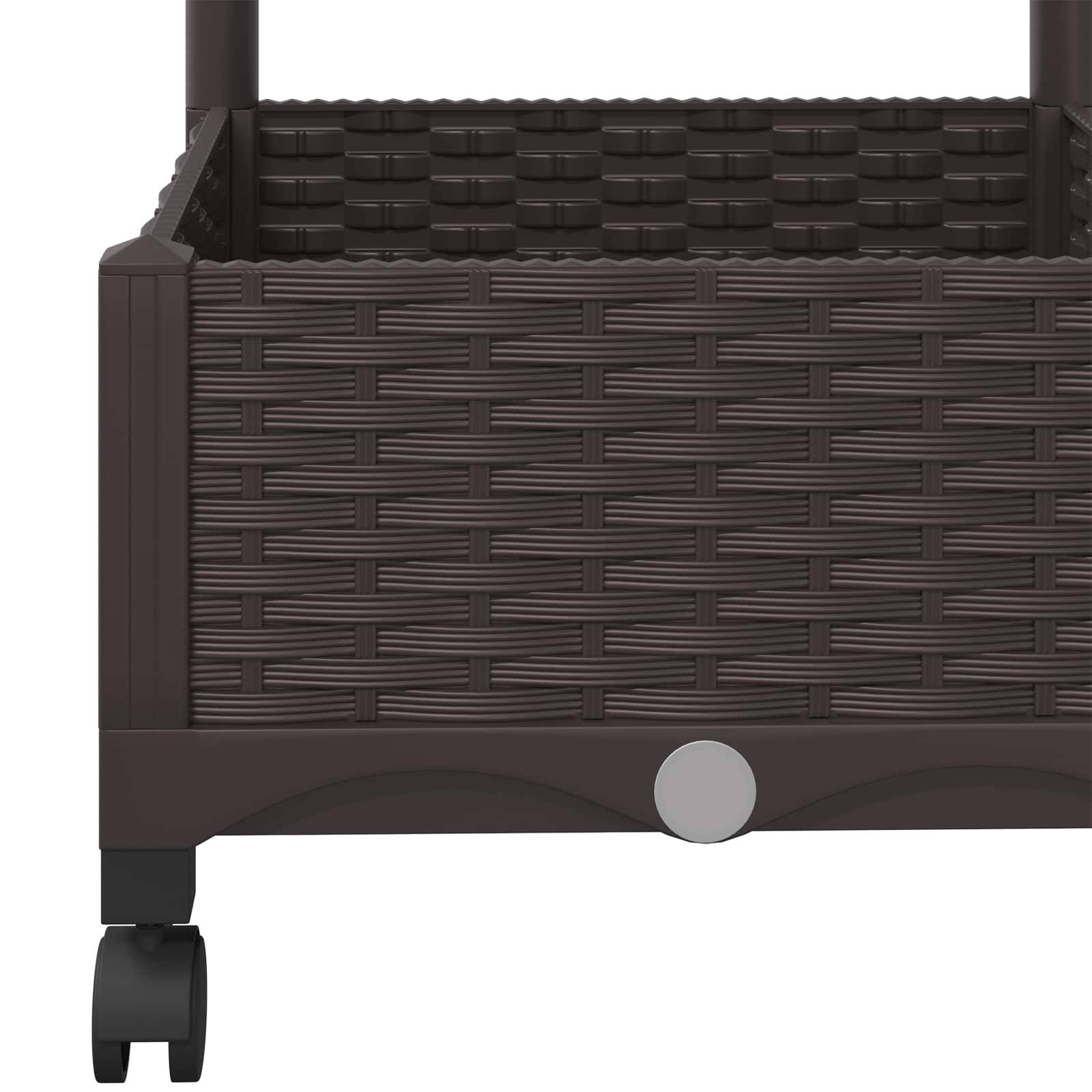 ComfortXL - Jardinière rectangulaire treillis roulettes extérieur terrasse 120x131cm marron - ComfortXL Outdoor Living - Image 6