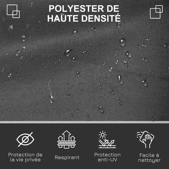Store latéral brise-vue paravent rétractable 3 x 1,6 m métal polyester imperméable anti-UV haute densité 180 g/m² gris - Image 9