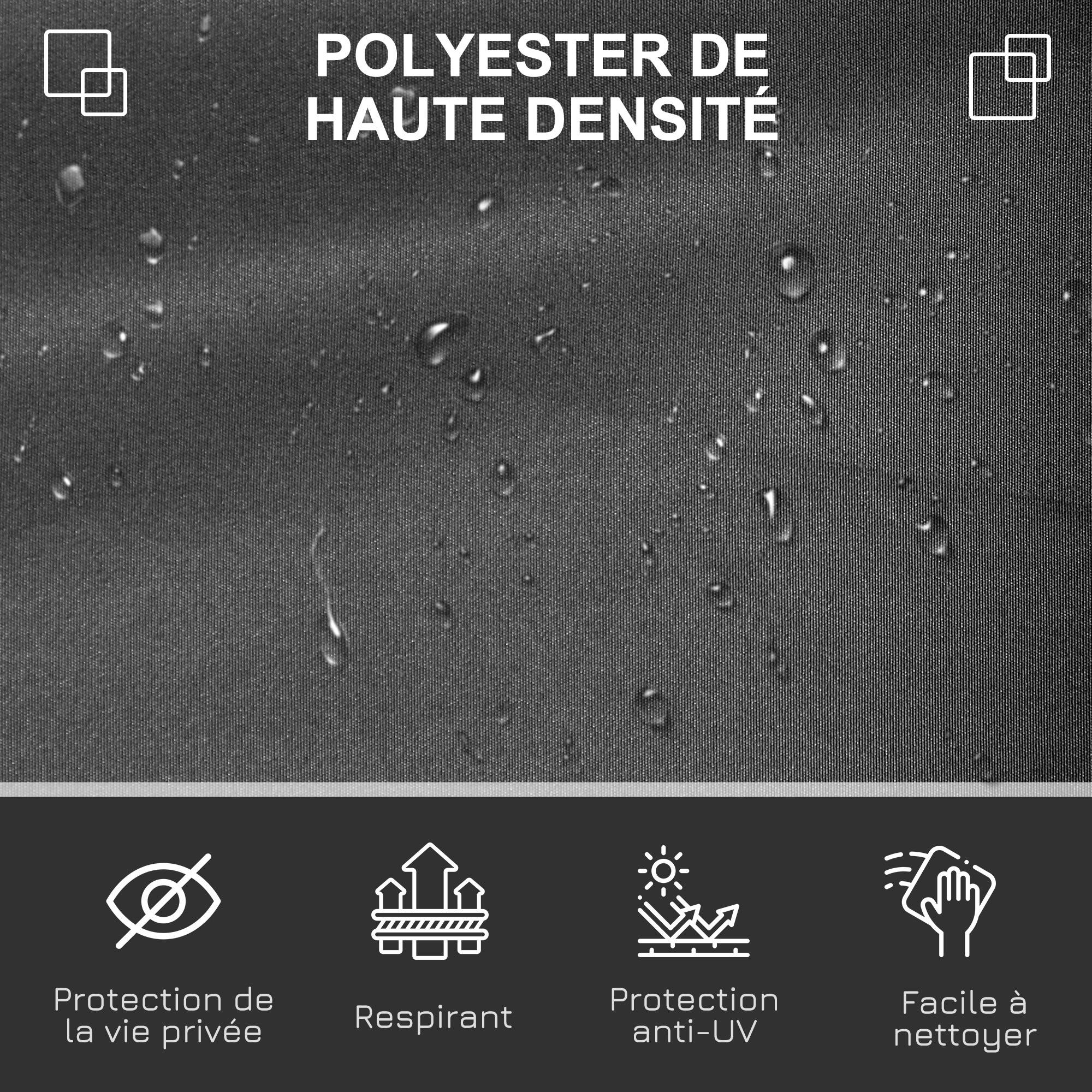 Store latéral brise-vue paravent rétractable 3 x 1,6 m métal polyester imperméable anti-UV haute densité 180 g/m² gris - Image 9