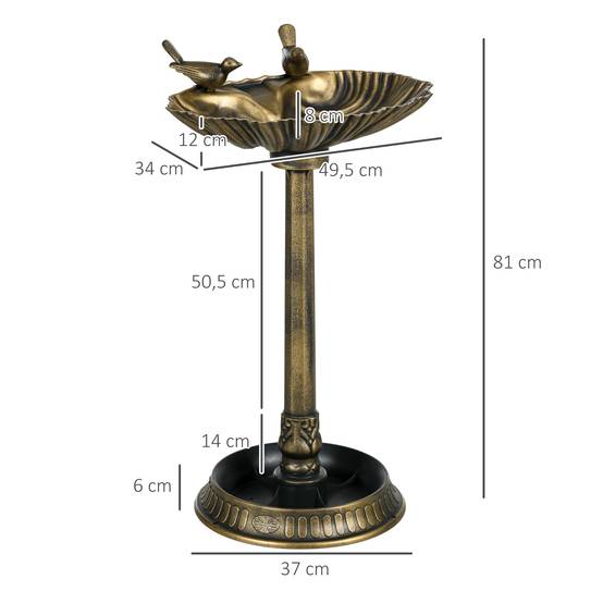 Bain oiseau sur pied Plastique Jardin Balcon Mangeoire abreuvoir 81cm Bronze - ComfortXL Outdoor Living - Image 3