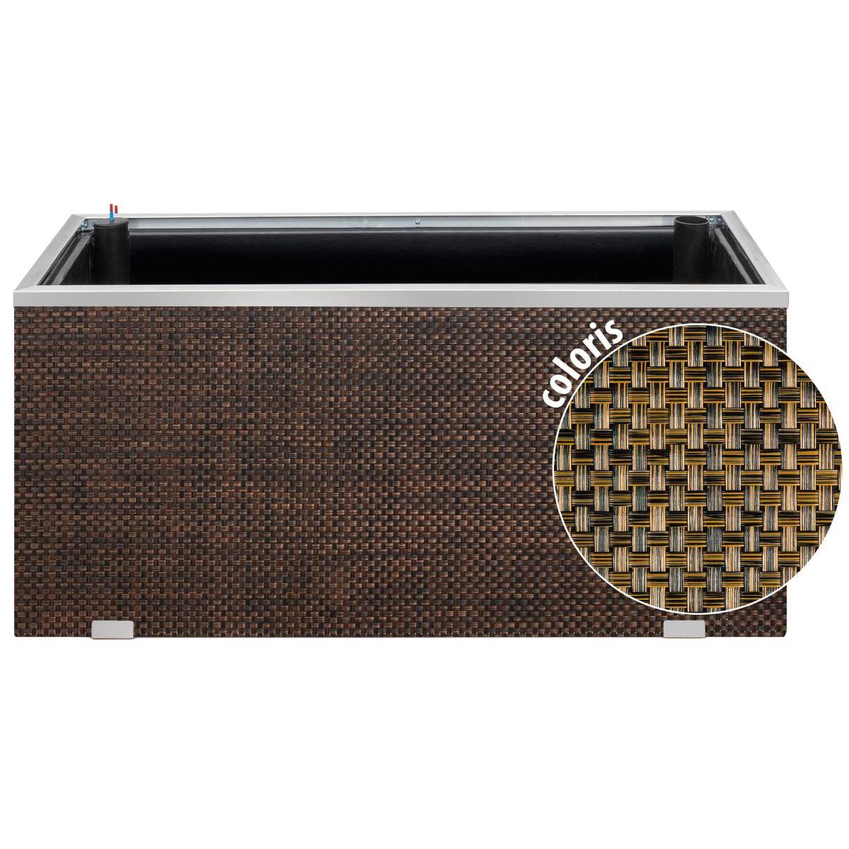Rattan Art - Jardinière en résine tressée avec réserve d'eau et cadre en aluminium 95 x 39 x 43 cm Cuivre - Image 1