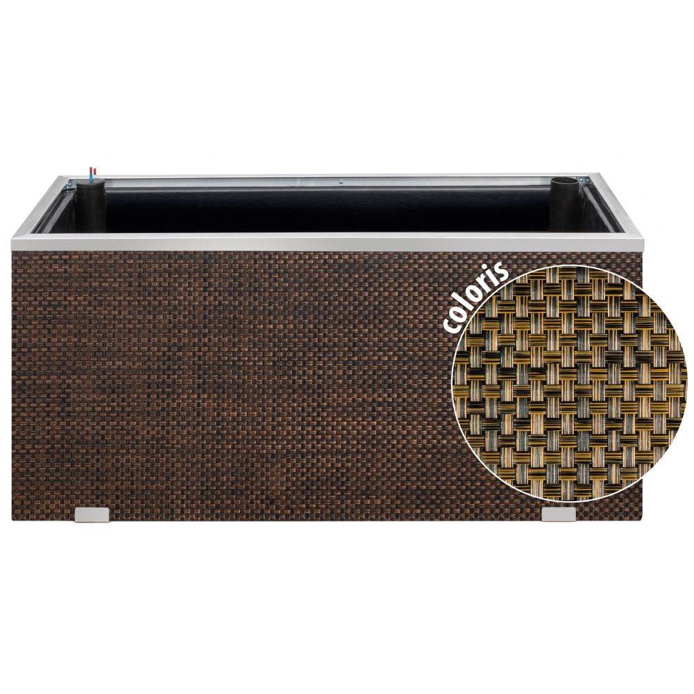 Rattan Art - Jardinière en résine tressée avec réserve d'eau et cadre en aluminium 95 x 39 x 43 cm Cuivre - Image 2
