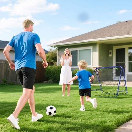 Mur de rebond football double face, réglable 5 angles, 100x68-95 cm, entraînement handball et foot, bleu - Image 10