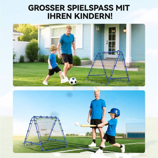 Mur de rebond football double face, réglable 5 angles, 100x68-95 cm, entraînement handball et foot, bleu - Image 9
