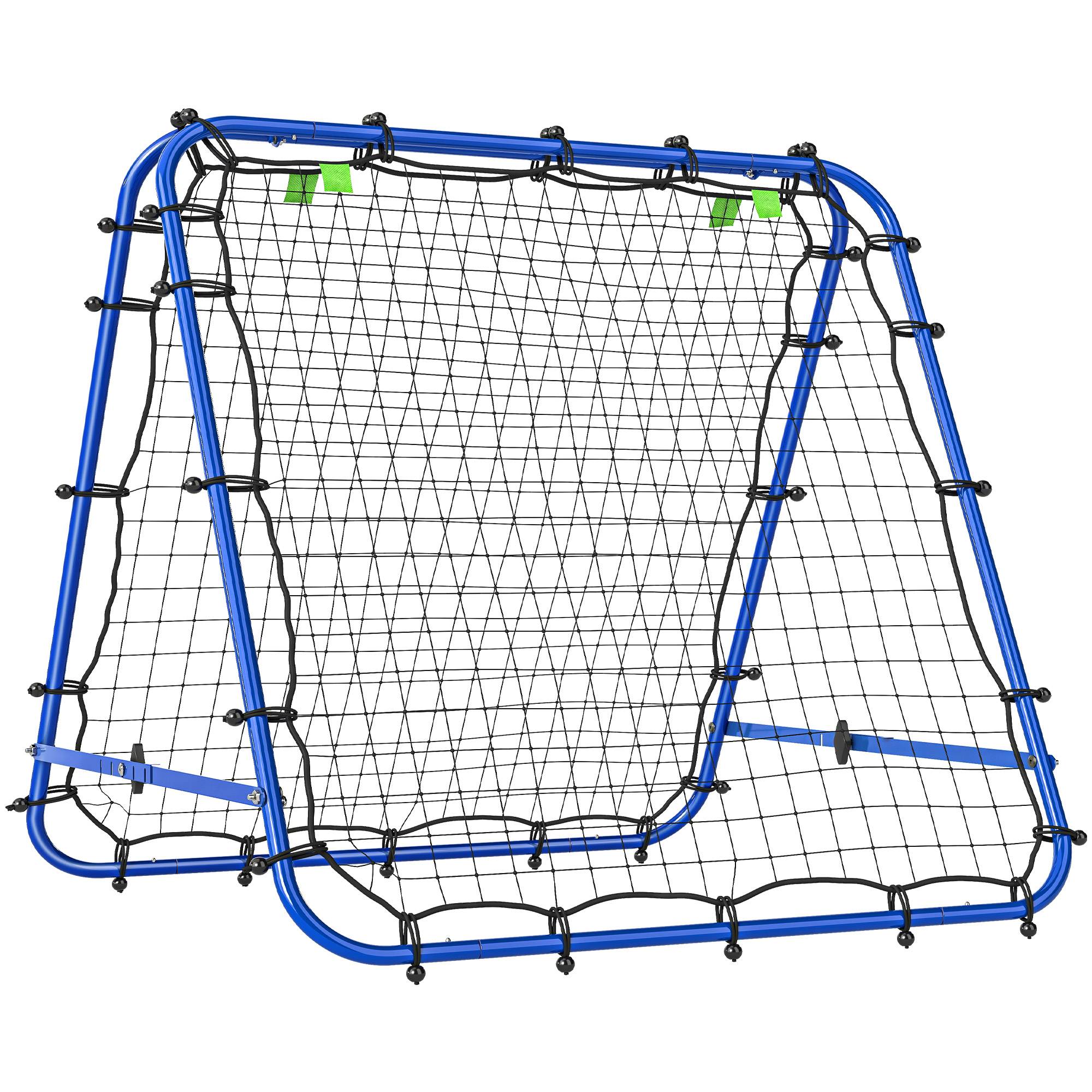 Mur de rebond football double face, réglable 5 angles, 100x68-95 cm, entraînement handball et foot, bleu - Image 1
