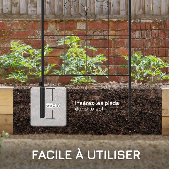 Lot 4 Treillis Jardin Acier Plantes Grimpantes Séparation Espace Extérieur 50x180cm Noir - ComfortXL Outdoor Living - Image 7