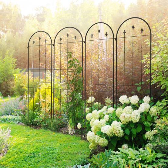 Lot 4 Treillis Jardin Acier Plantes Grimpantes Séparation Espace Extérieur 50x180cm Noir - ComfortXL Outdoor Living - Image 3