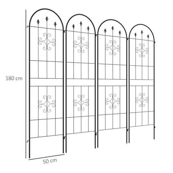 Lot 4 Treillis Jardin Acier Plantes Grimpantes Séparation Espace Extérieur 50x180cm Noir - ComfortXL Outdoor Living - Image 5