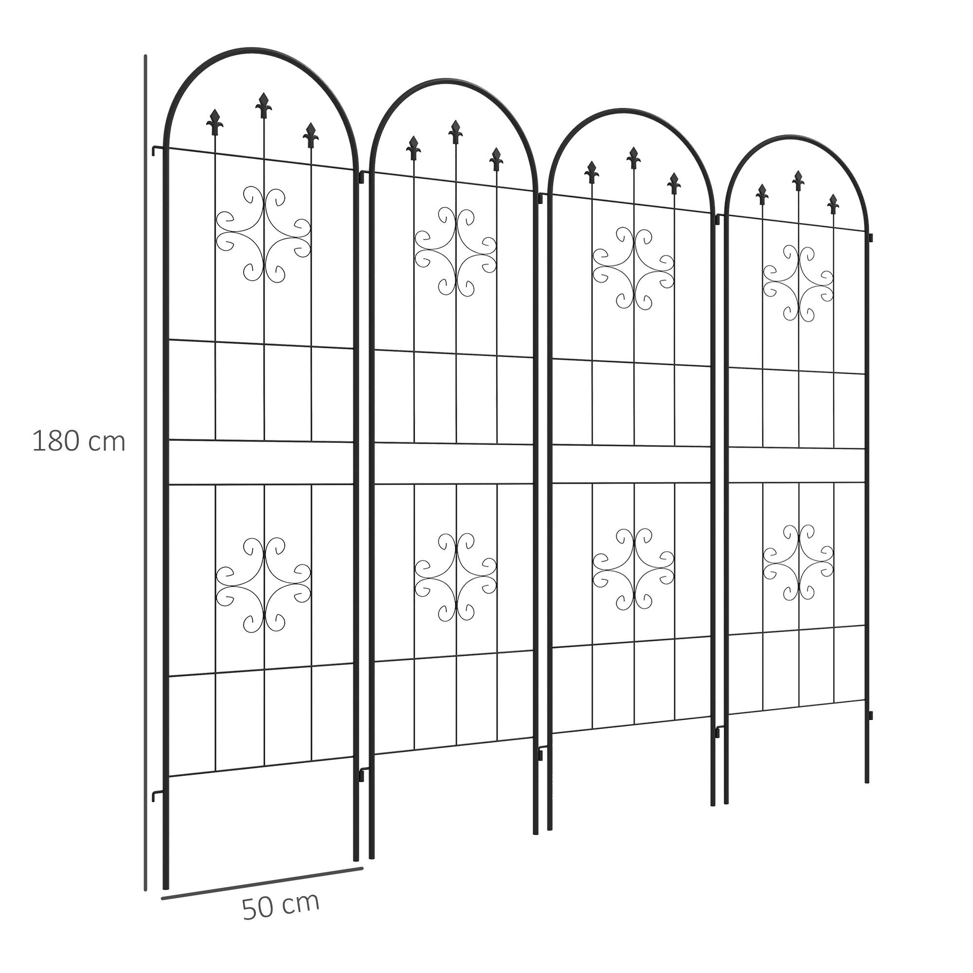 Lot 4 Treillis Jardin Acier Plantes Grimpantes Séparation Espace Extérieur 50x180cm Noir - ComfortXL Outdoor Living - Image 5