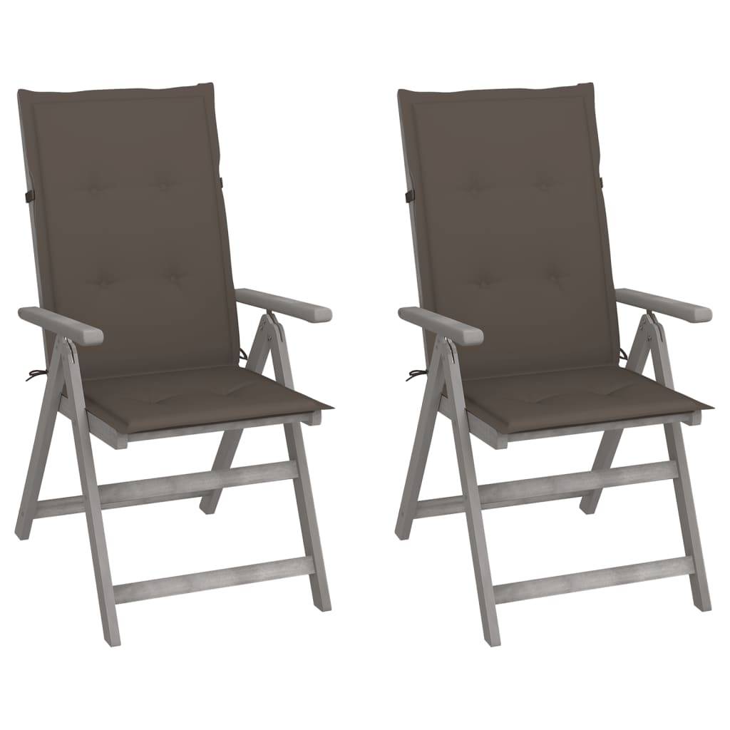 Chaises inclinables bois acacia gris 57 x 69 x 110 cm - PANGIVO - Image 1