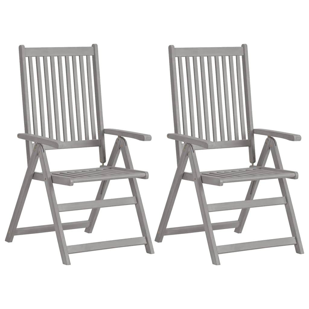Chaises inclinables bois acacia gris 57 x 69 x 110 cm - PANGIVO - Image 2