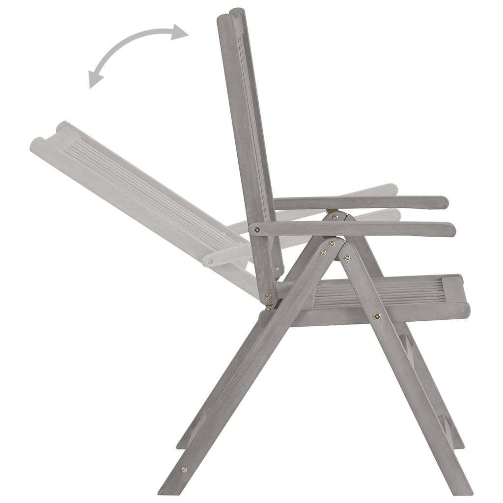 Chaises inclinables bois acacia gris 57 x 69 x 110 cm - PANGIVO - Image 5