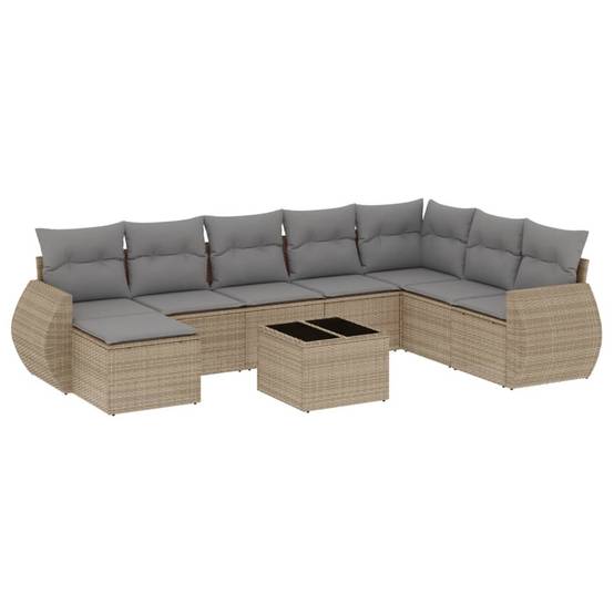 ComfortXL - Salon de Jardin Bas 8 Places 9 Pièces en Poly Rotin Beige Canapé d'Angle Modulable et Table – ComfortXL Outdoor Living - Image 2