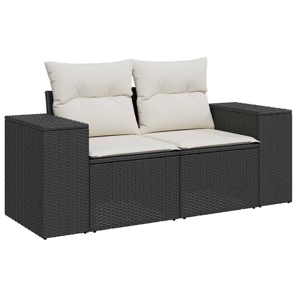 Salon de jardin 4 pcs | Mobilier d'extérieur avec coussins noir résine tressée Maison Chic - Image 4