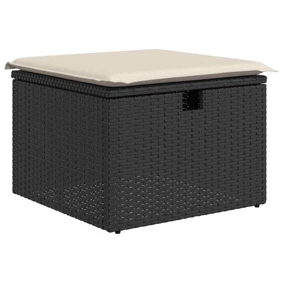 Salon de jardin 4 pcs | Mobilier d'extérieur avec coussins noir résine tressée Maison Chic - Image 5