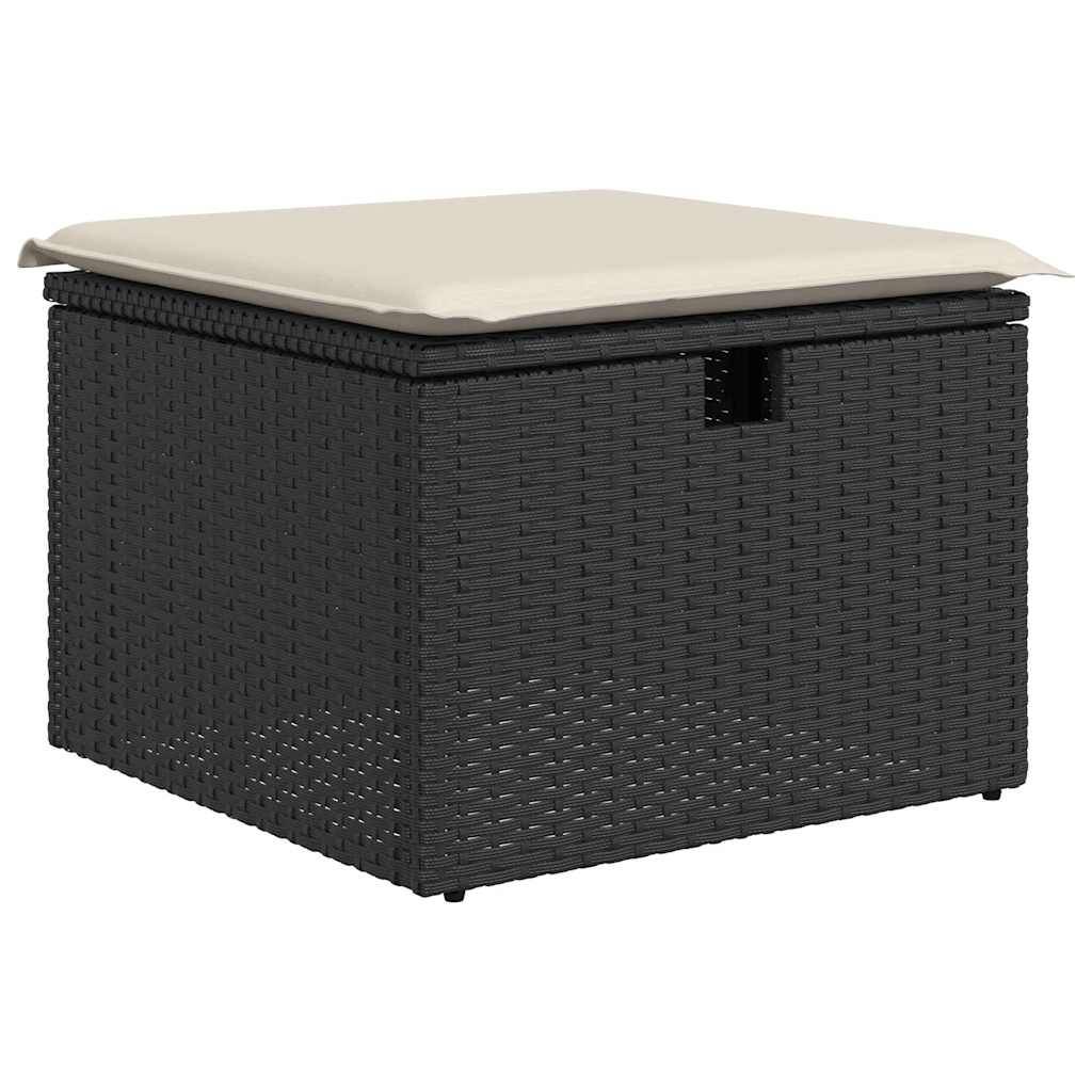 Salon de jardin 4 pcs | Mobilier d'extérieur avec coussins noir résine tressée Maison Chic - Image 5