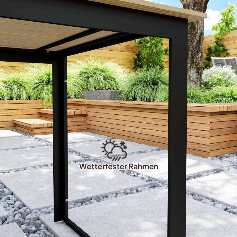 Table de Jardin Rectangulaire Métal Composite Terrasse 6 Personnes 175cm Effet Teck - ComfortXL Outdoor Living - Image 5
