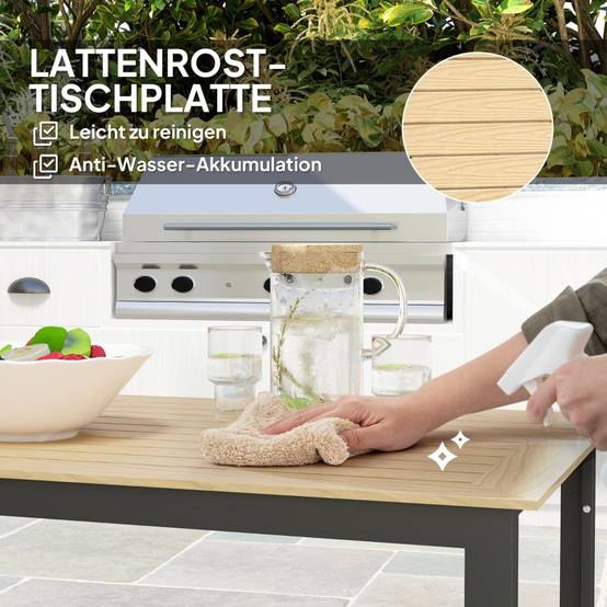 Table de Jardin Rectangulaire Métal Composite Terrasse 6 Personnes 175cm Effet Teck - ComfortXL Outdoor Living - Image 4
