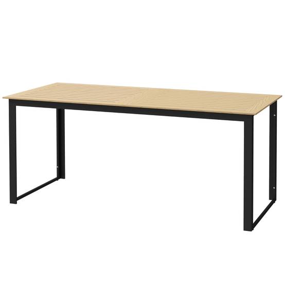Table de Jardin Rectangulaire Métal Composite Terrasse 6 Personnes 175cm Effet Teck - ComfortXL Outdoor Living - Image 2