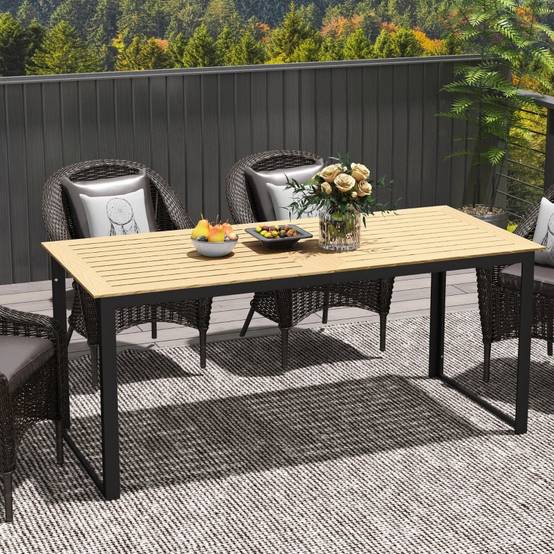 Table de Jardin Rectangulaire Métal Composite Terrasse 6 Personnes 175cm Effet Teck - ComfortXL Outdoor Living - Image 6