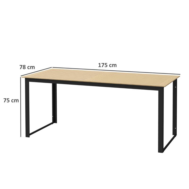 Table de Jardin Rectangulaire Métal Composite Terrasse 6 Personnes 175cm Effet Teck - ComfortXL Outdoor Living - Image 3