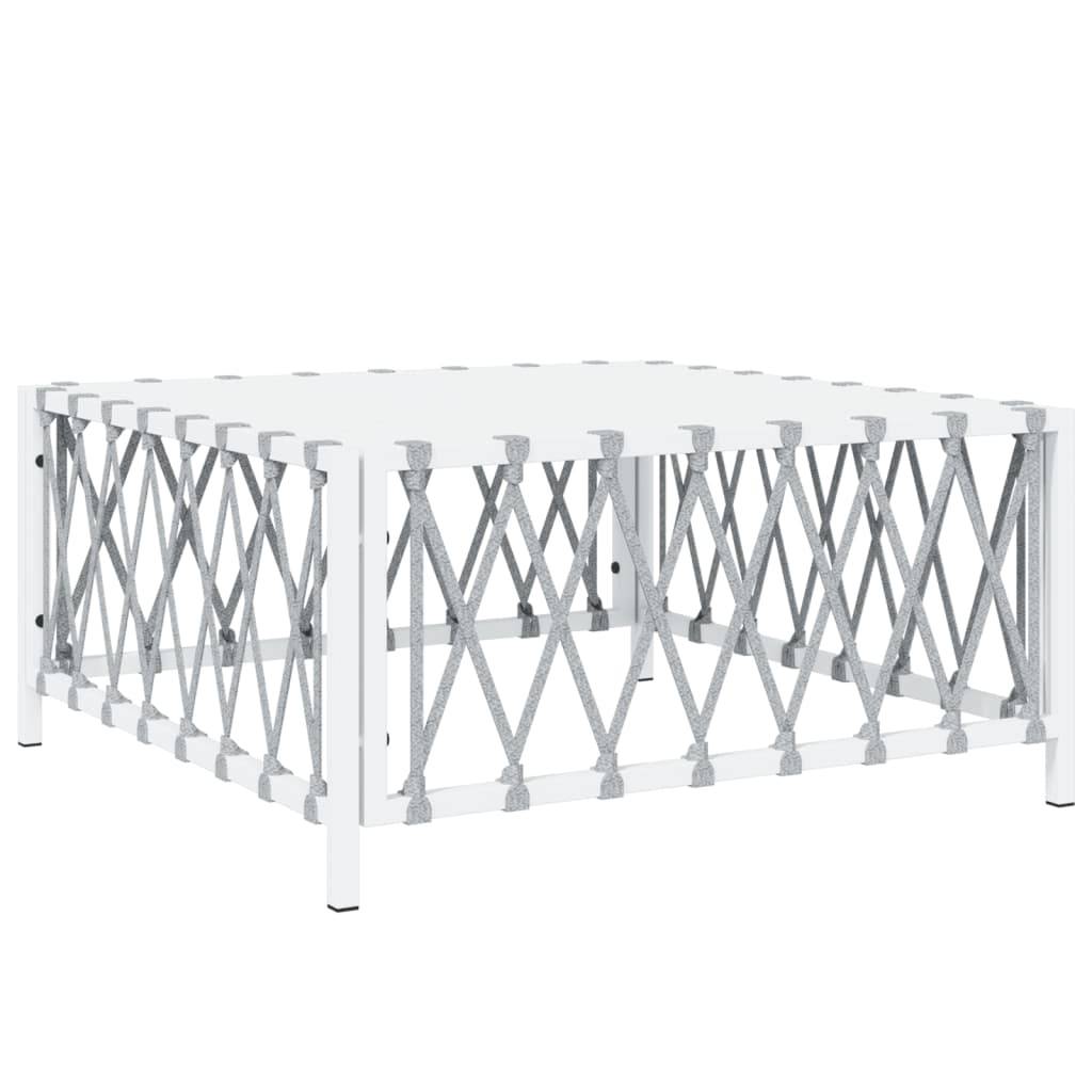 Helloshop26 - Salon de jardin meuble d'extérieur ensemble de mobilier 7 pièces avec coussins blanc acier - Image 5
