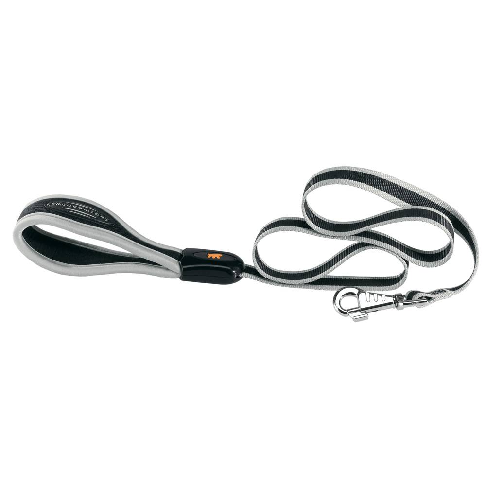Ferplast - Ferplast Laisse pour chien en nylon ERGOCOMFORT G15/120, Poignée ergonomique, Rembourrage doux, Longueur 120 cm x 2,5 cm, Argent - Image 1
