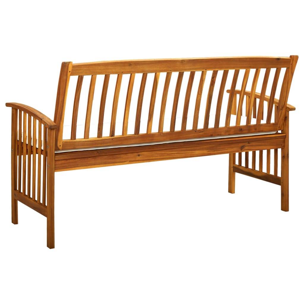 PANGIVO - Banc de jardin bois d'acacia naturel et blanc crème 147 x 64 x 90 cm - PANGIVO - Image 5