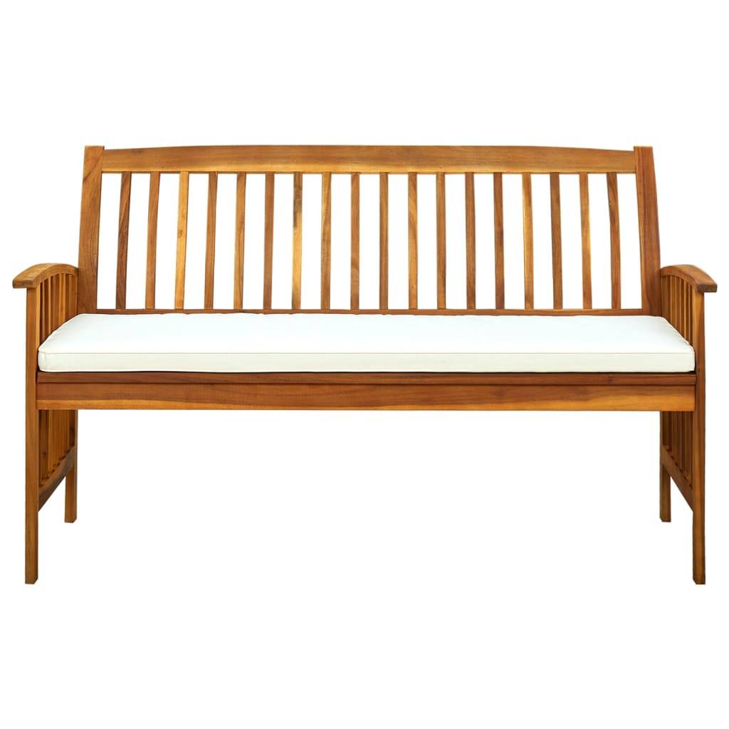 PANGIVO - Banc de jardin bois d'acacia naturel et blanc crème 147 x 64 x 90 cm - PANGIVO - Image 3