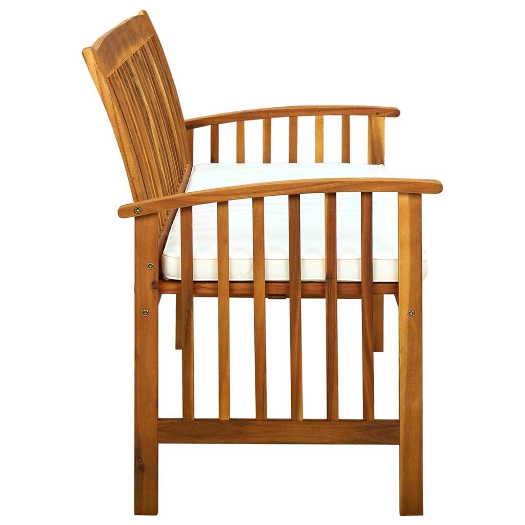 PANGIVO - Banc de jardin bois d'acacia naturel et blanc crème 147 x 64 x 90 cm - PANGIVO - Image 4