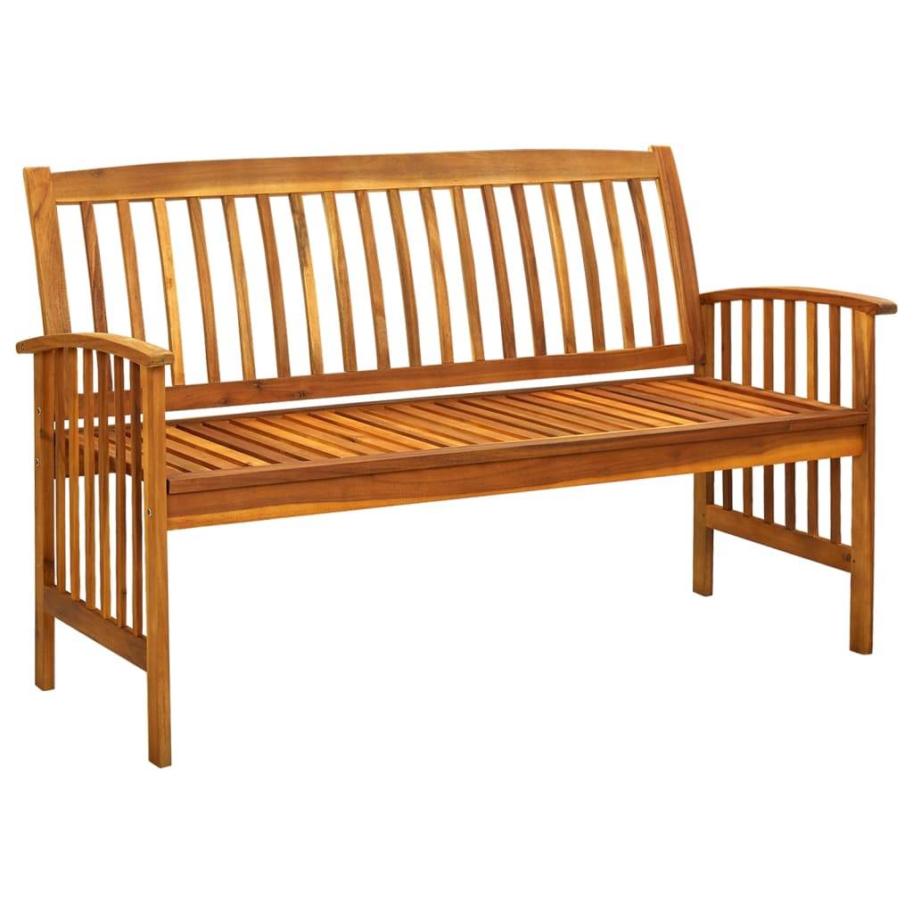 PANGIVO - Banc de jardin bois d'acacia naturel et blanc crème 147 x 64 x 90 cm - PANGIVO - Image 2