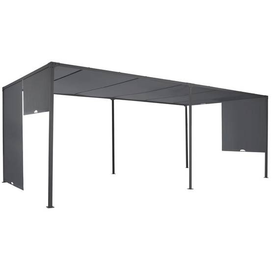 Pergola coulissante 2 pans 3x6 M belvédère de jardin toile gris anthracite - Image 3