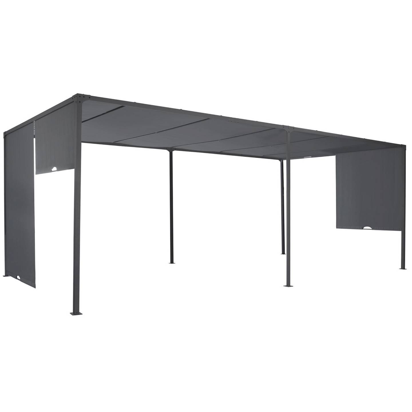 Pergola coulissante 2 pans 3x6 M belvédère de jardin toile gris anthracite - Image 3