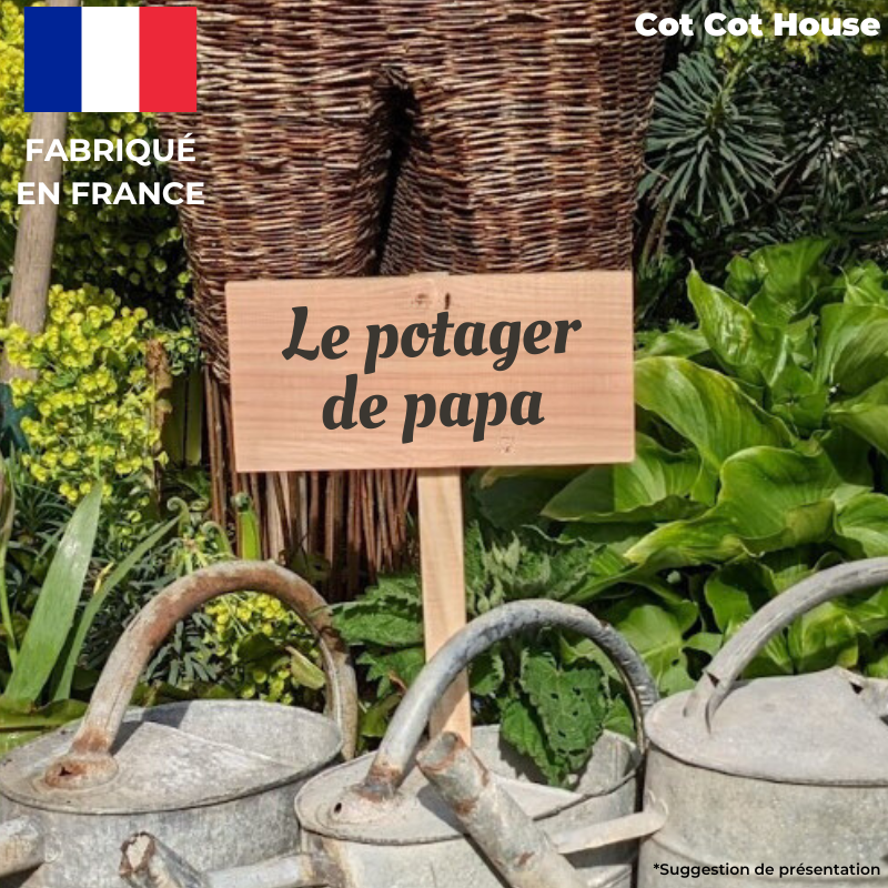 Pancarte en bois gravée extérieur déco - 04 - « le potager de papa » - Cot Cot House - Image 1