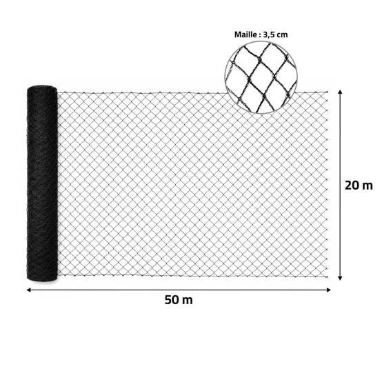 Filet de protection 20x50m à maille hexagonale 35mm - Noir - Image 5