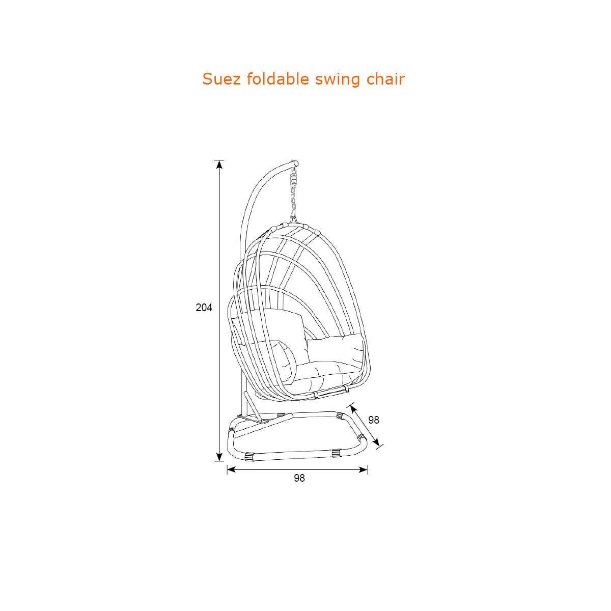 Garden Impressions - Fauteuil suspendu oeuf d'extérieur Suez - pliable - noir charbon - grisfoncé - Garden Impressions - Image 6