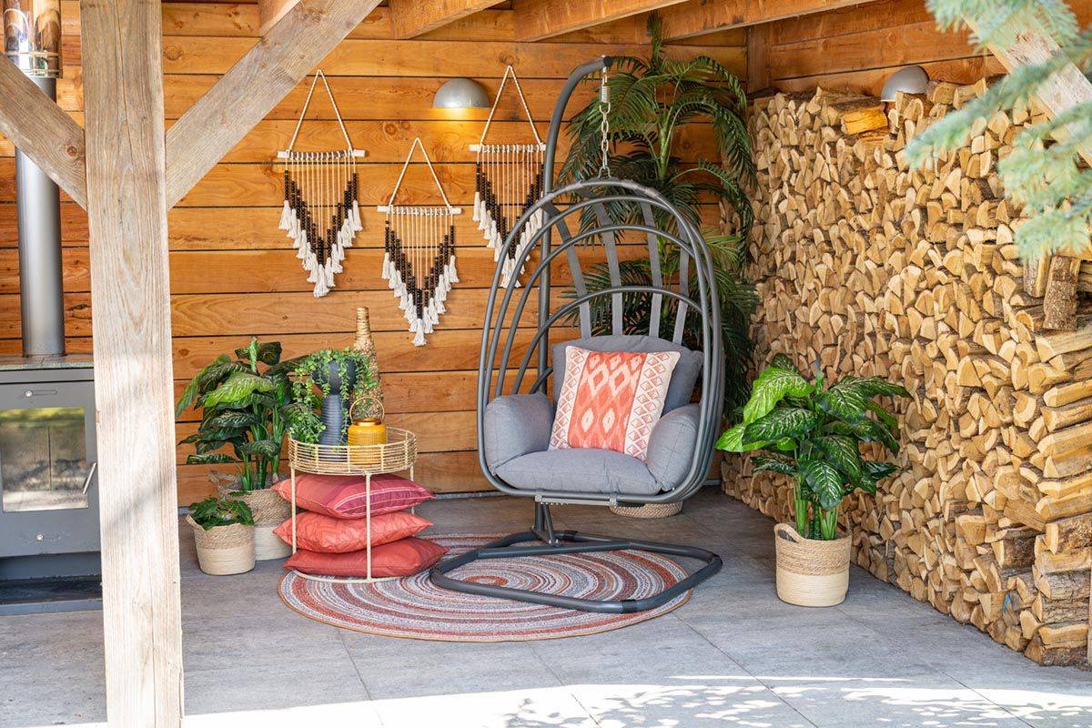 Garden Impressions - Fauteuil suspendu oeuf d'extérieur Suez - pliable - noir charbon - grisfoncé - Garden Impressions - Image 3
