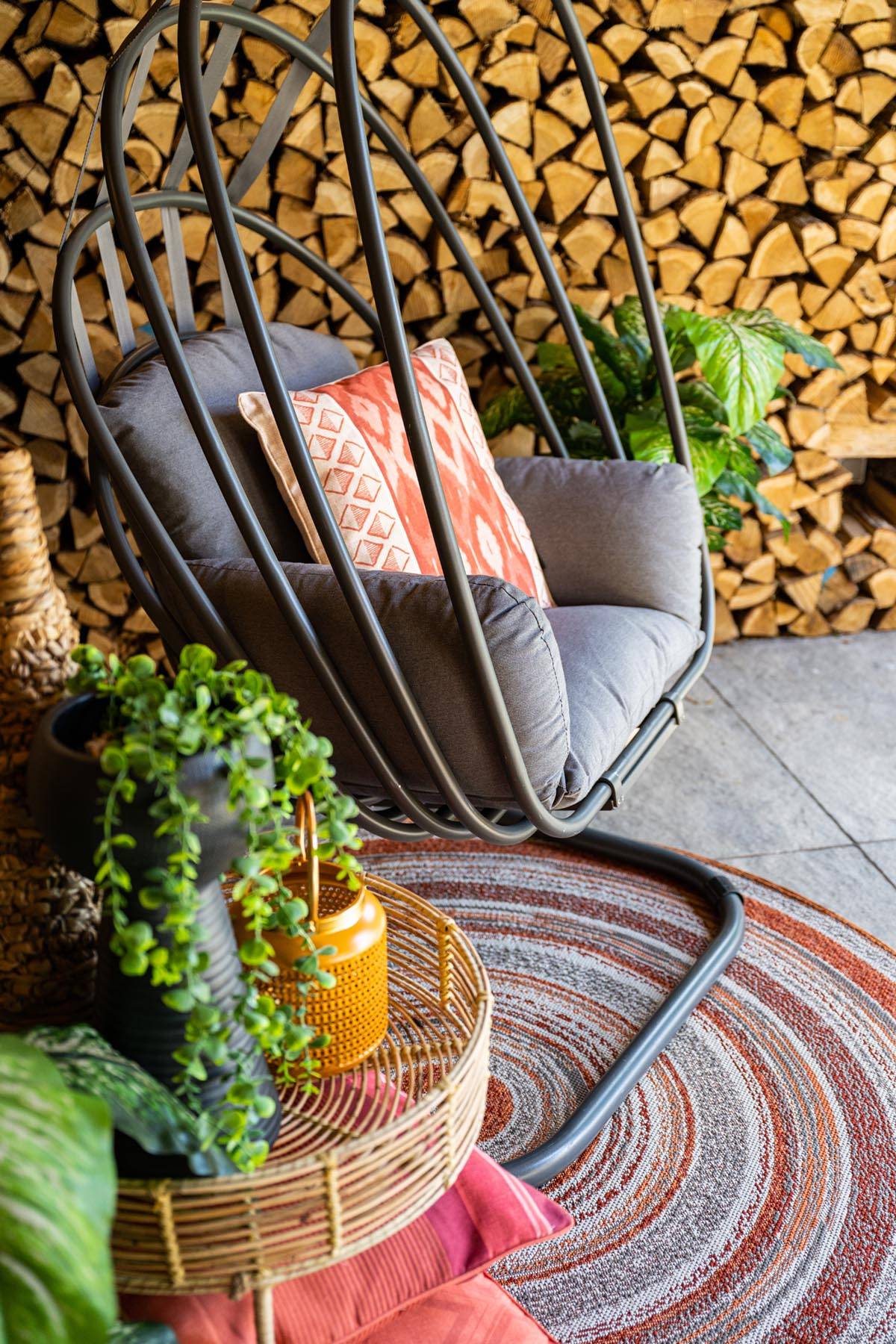 Garden Impressions - Fauteuil suspendu oeuf d'extérieur Suez - pliable - noir charbon - grisfoncé - Garden Impressions - Image 10