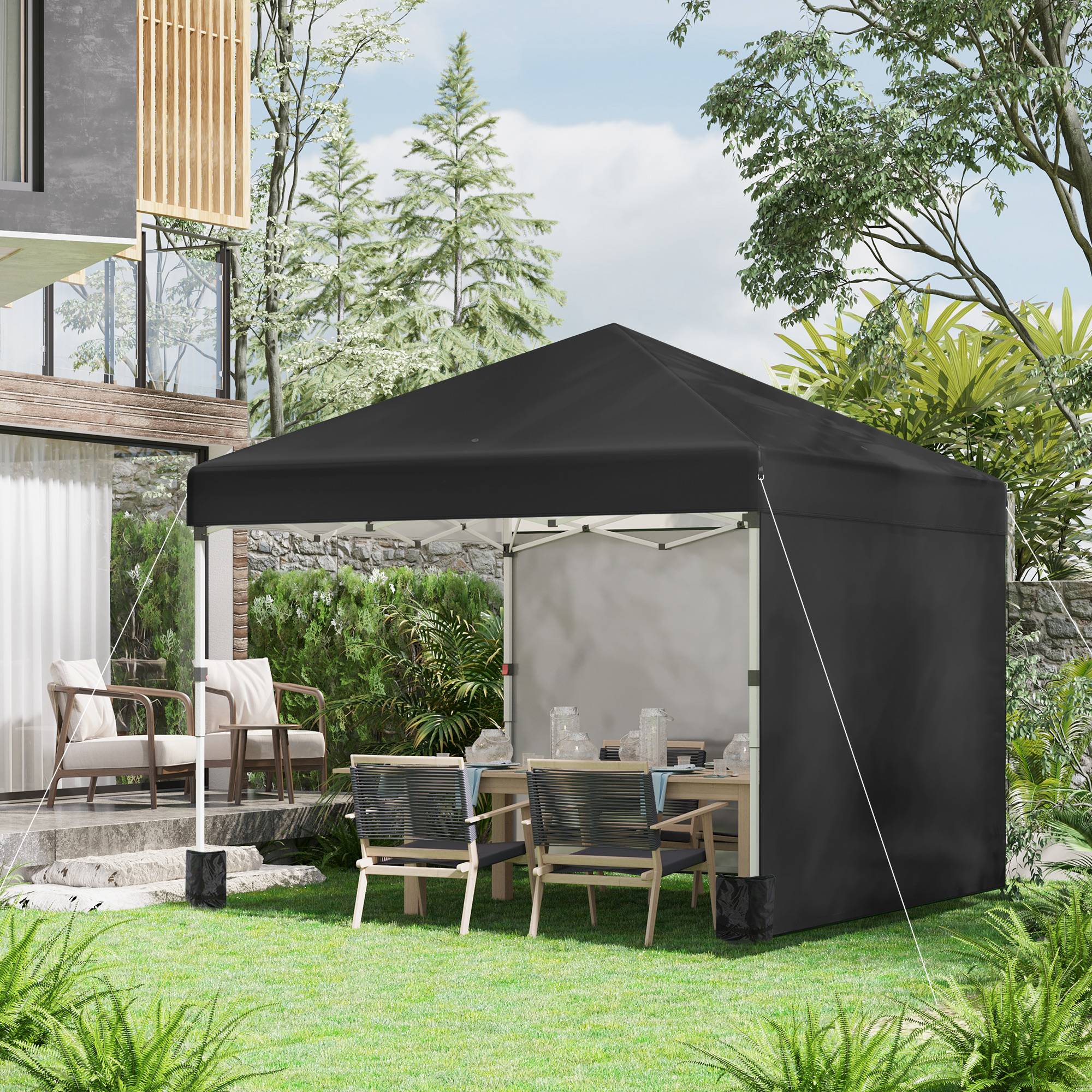 HOMEDEMO Tonnelle Pop-Up 3x3m Anthracite – 4 Parois Latérales Imperméables UPF50+ – Montage 1 Min Jardin Plage Festival