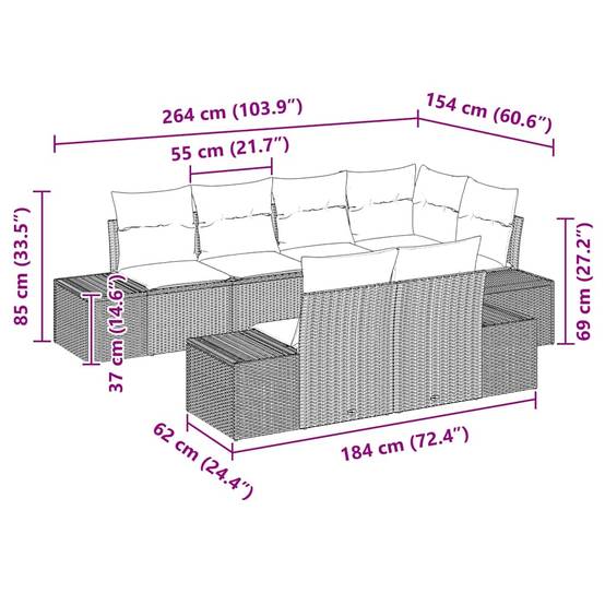 Salon Bas Luxe 7 pcs Polyrotin Beige et Acacia avec Sièges Modulables pour Espace Détente – ComfortXL Outdoor Living - Image 5