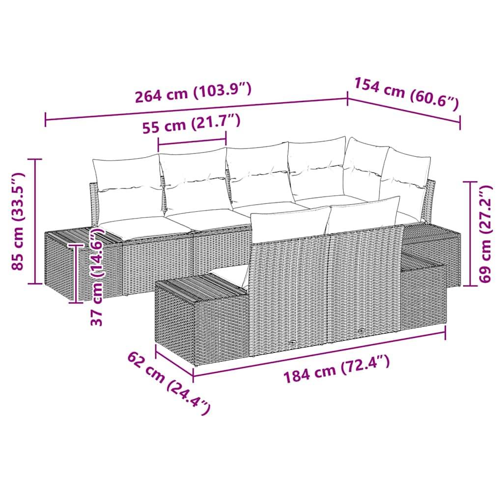 Salon Bas Luxe 7 pcs Polyrotin Beige et Acacia avec Sièges Modulables pour Espace Détente – ComfortXL Outdoor Living - Image 5