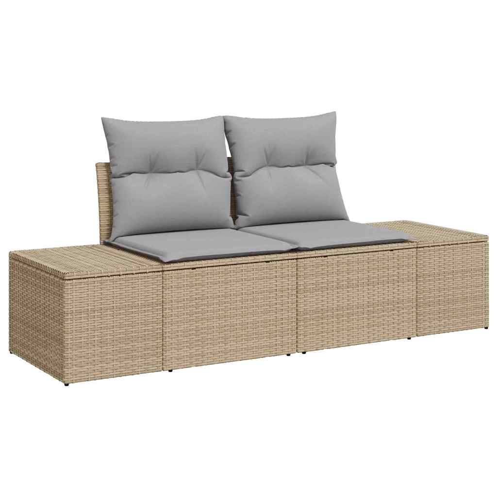 Salon Bas Luxe 7 pcs Polyrotin Beige et Acacia avec Sièges Modulables pour Espace Détente – ComfortXL Outdoor Living - Image 4