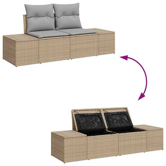 Salon Bas Luxe 7 pcs Polyrotin Beige et Acacia avec Sièges Modulables pour Espace Détente – ComfortXL Outdoor Living - Image 9