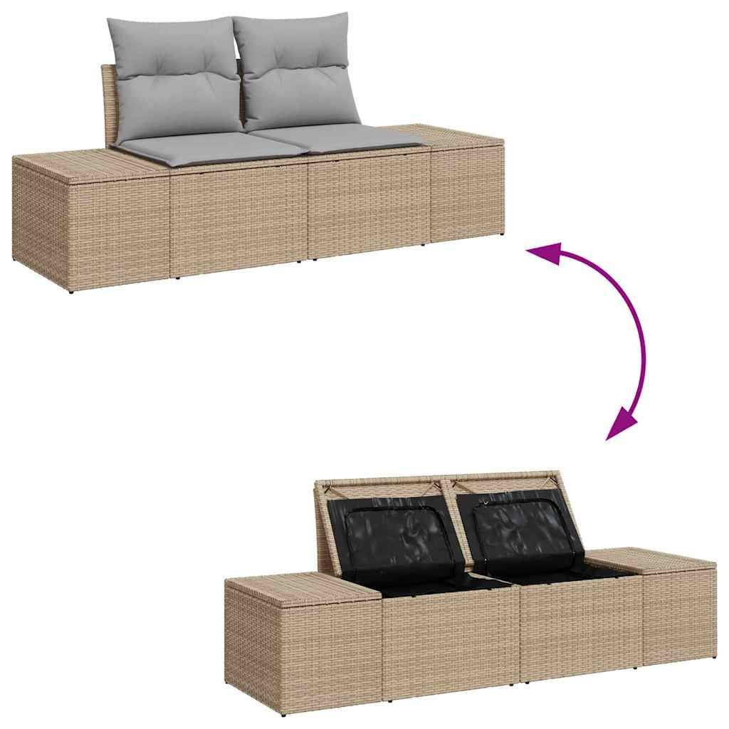 Salon Bas Luxe 7 pcs Polyrotin Beige et Acacia avec Sièges Modulables pour Espace Détente – ComfortXL Outdoor Living - Image 9