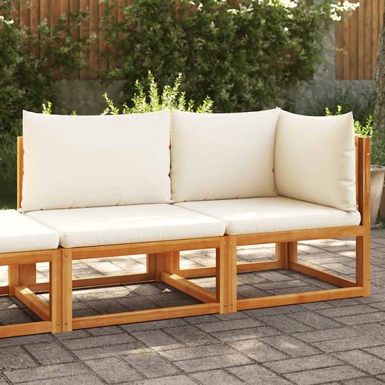 Banquette Jardin 2 Places Bois Acacia & Corde Beige Dossier Tressé Élégant pour Salon Extérieur Crème – ComfortXL Outdoor Living - Image 1